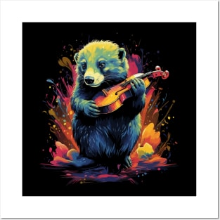 Honey Badger Playing Violin Posters and Art